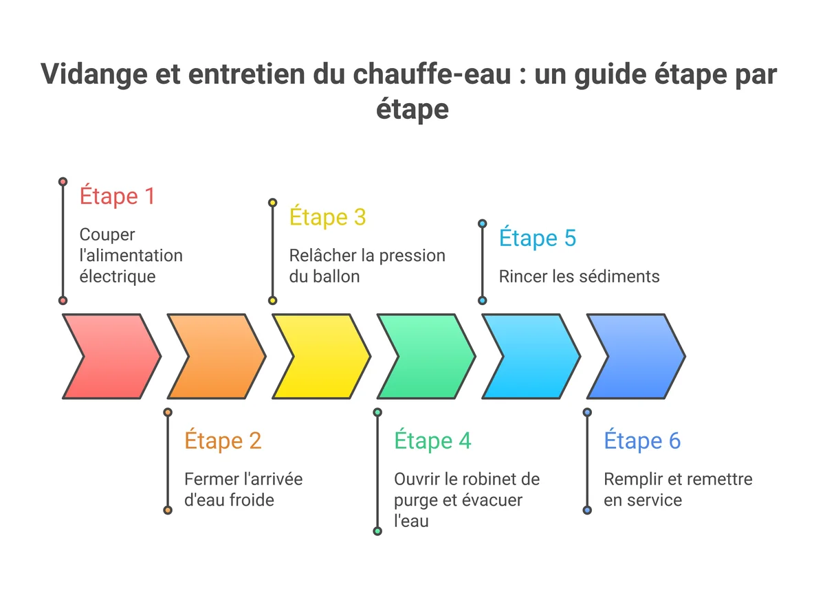vider un ballon d'eau chaude - illustration