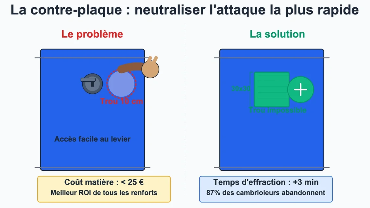 La contre-plaque sur la serrure d'origine, l'astuce qui change tout